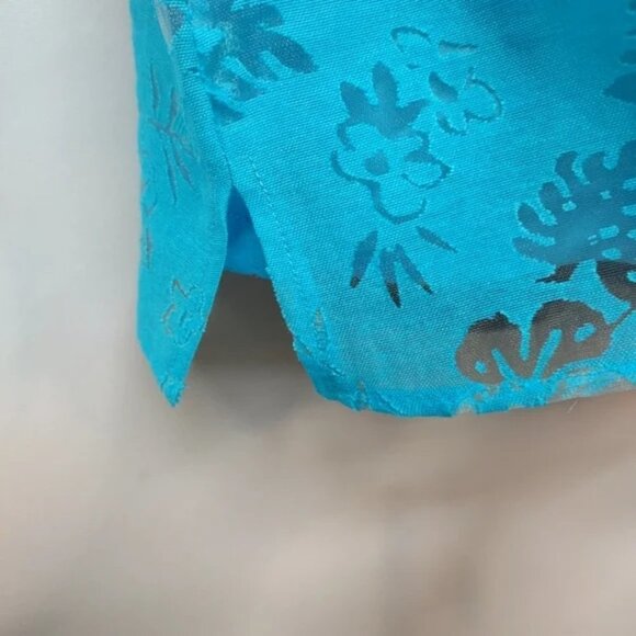 Salon Studio 2 Pieces Set Blue Abstract Floral Button Down Top Blouse Size L - Picture 7 of 13